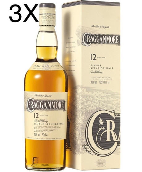 (3 BOTTIGLIE) Cragganmore  - Speyside Single Malt - 12 anni - 70cl