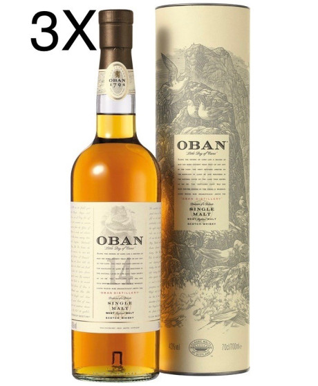 (3 BOTTLES) Oban - West Highland Single Malt - 14 years - 70cl