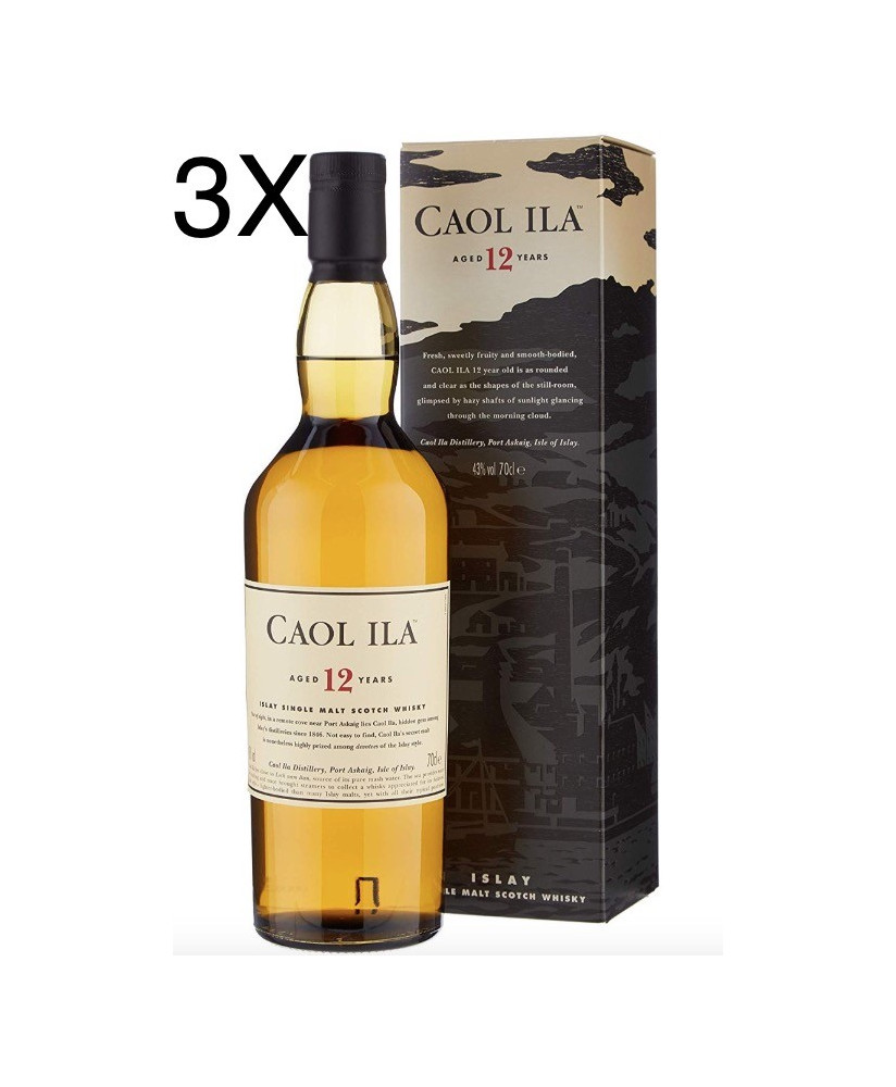 (3 BOTTLES) Caol Ila - Isley Single Malt - 12 years - 70cl