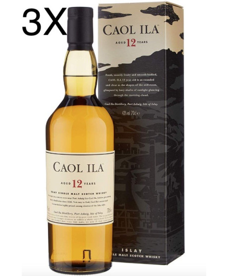 (3 BOTTLES) Caol Ila - Isley Single Malt - 12 years - 70cl