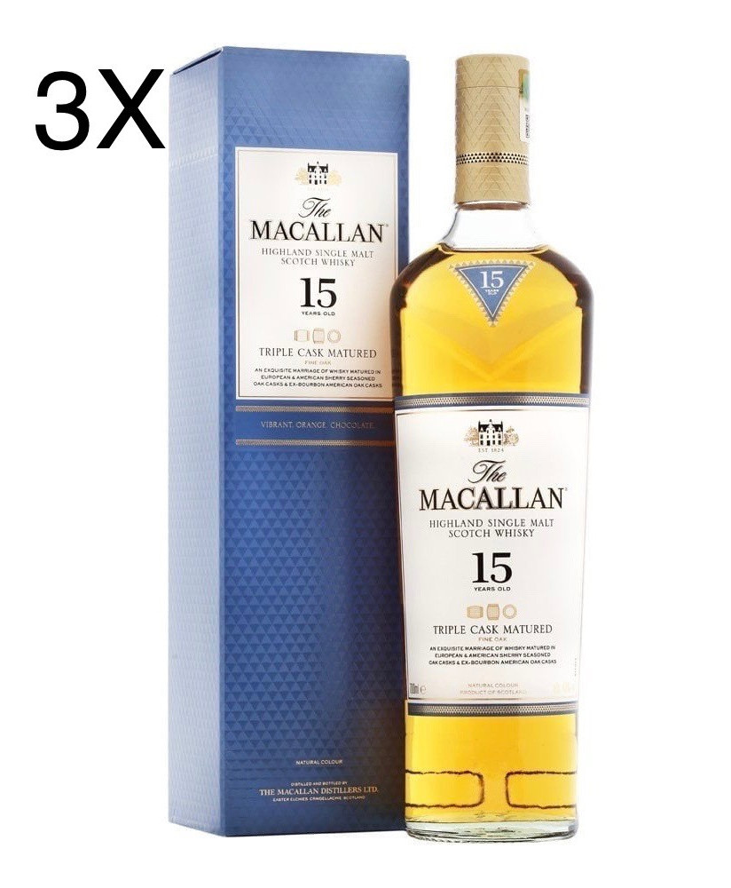 (3 BOTTLES) Macallan - Highland Single Malt - 15 years - 70cl