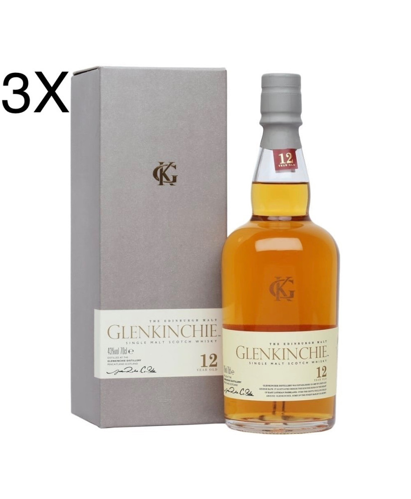 (3 BOTTIGLIE) Glenkinchie - Single Malt Scotch Whisky - 12 anni - 70cl