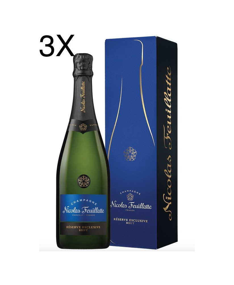 (3 BOTTLES) Nicolas Feuillatte - Brut Réserve - Champagne - 75cl - Gift box