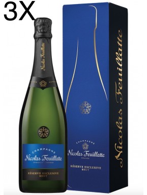 (3 BOTTIGLIE) Nicolas Feuillatte - Brut Réserve - Champagne - 75cl - Astucciato