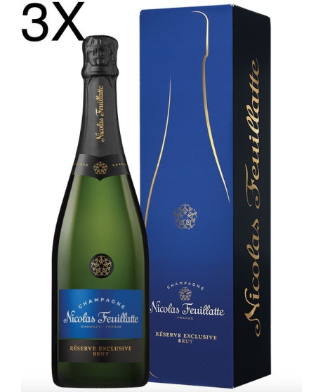 (3 BOTTLES) Nicolas Feuillatte - Brut Réserve - Champagne - 75cl - Gift box