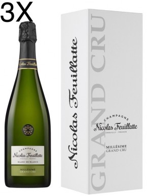 (3 BOTTLES) Nicolas Feuillatte - Grand Cru Chardonnay Vintage 2011 - Blanc de Blancs - Champagne - 75cl - Gift Box