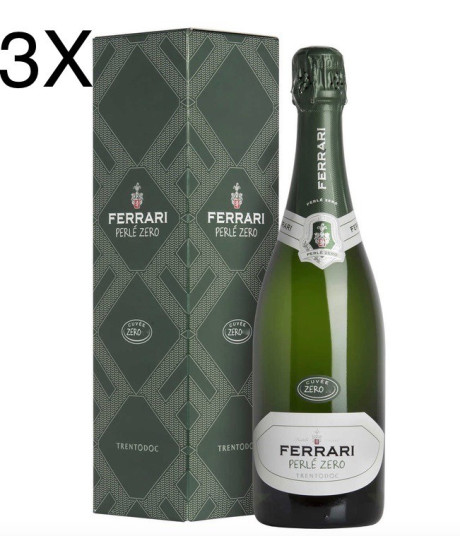 (3 BOTTLES) Ferrari - Perlè Zero - Cuvee Zero 2016 - Trento DOC - Gift box