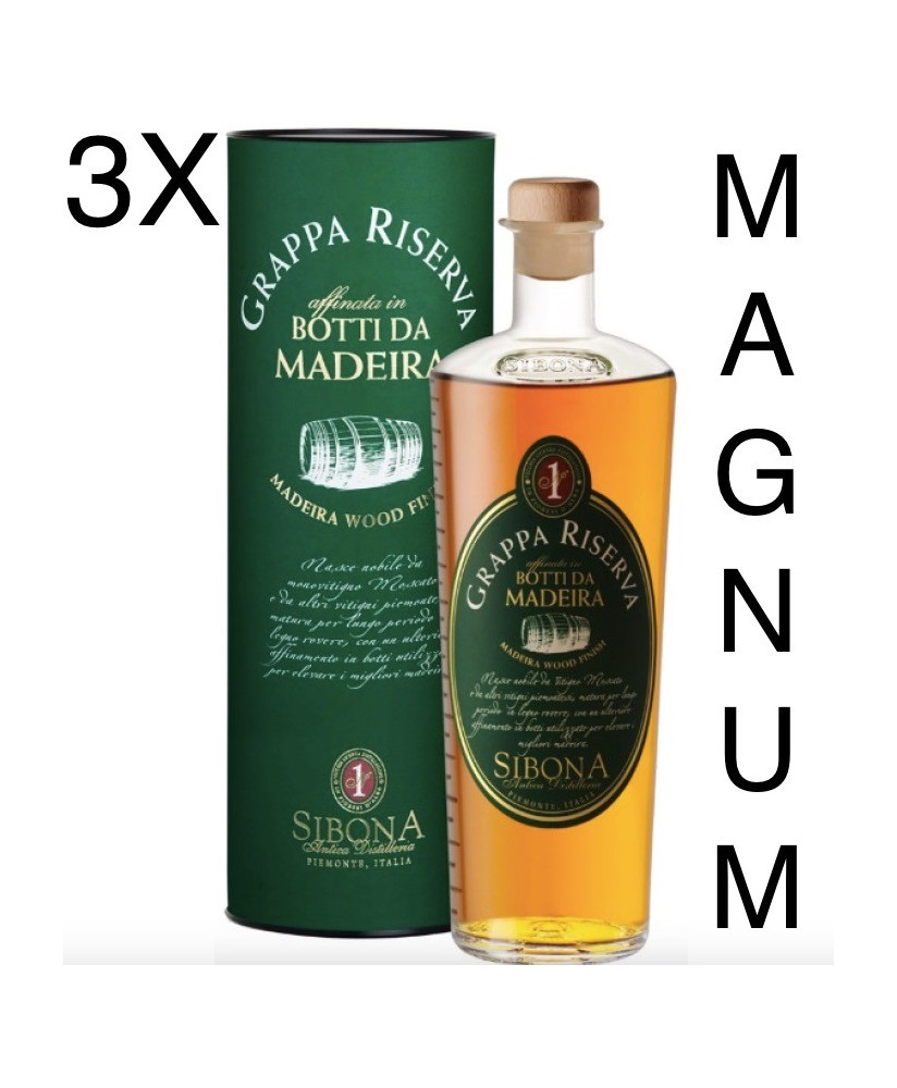 (3 BOTTLES) Sibona Magnum 1,5 lt - Sibona - Grappa Reserve Madeira Wood Finish - 150cl