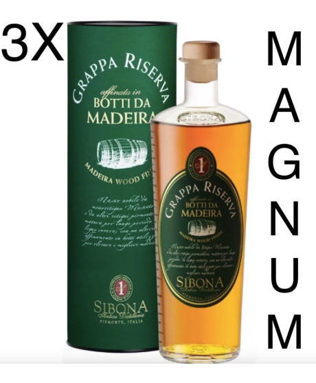 (3 BOTTLES) Sibona Magnum 1,5 lt - Sibona - Grappa Reserve Madeira Wood Finish - 150cl