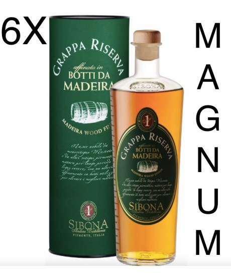 (6 BOTTLES) Sibona Magnum 1,5 lt - Sibona - Grappa Reserve Madeira Wood Finish - 150cl