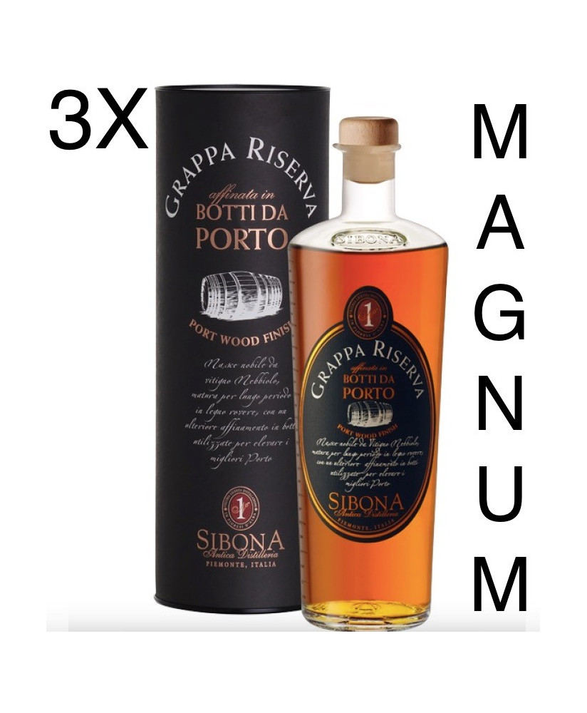 (3 BOTTLES) Sibona Magnum 1,5 lt - Sibona - Grappa Reserve Port wood finish - 150cl