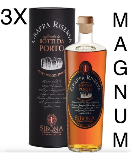 (3 BOTTLES) Sibona Magnum 1,5 lt - Sibona - Grappa Reserve Port wood finish - 150cl