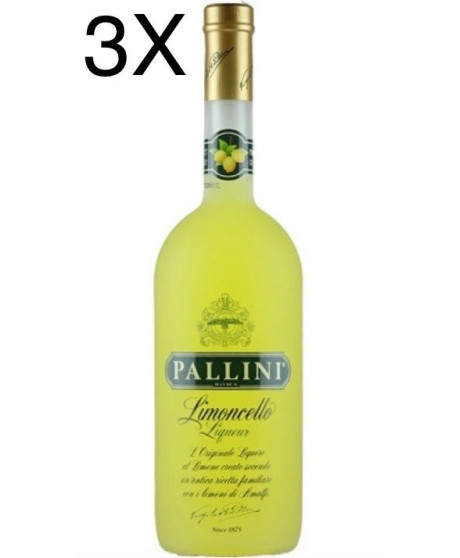 (3 BOTTLES) Pallini - Limoncello - 100cl - 1 Litro