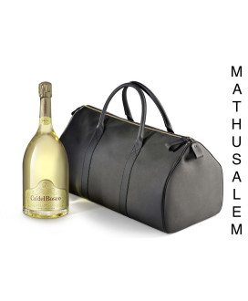 Vendita online Cà del Bosco Jeroboam confezionato in borsone di pelle, shop Franciacorta Brut del Bresciano, Erbusco.