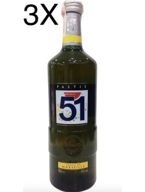 (3 BOTTLES) Pernod Ricards - Pastis de Marsille 51 - 100cl