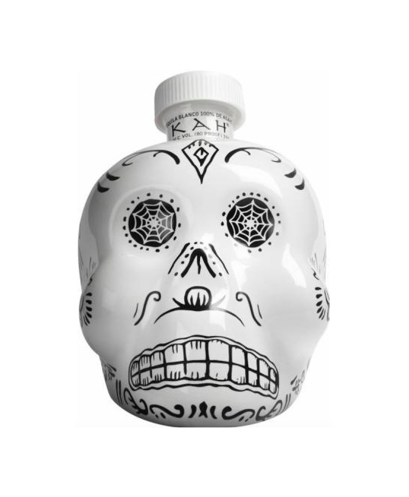 Vendita online tequila bottiglia a forma di teschio Kah. Shop on line tequila bianca Kah teschio