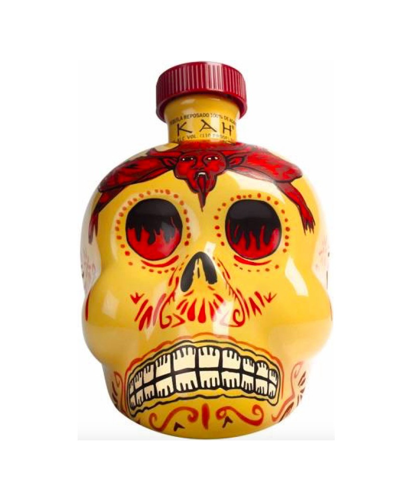 Vendita online tequila bottiglia a forma di teschio Kah. Shop on line tequila reposado Kah teschio