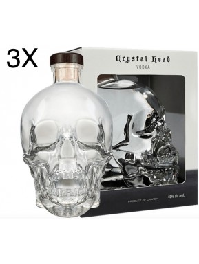 (3 BOTTLES) Vodka Cristal Head - 70cl - Gift Box