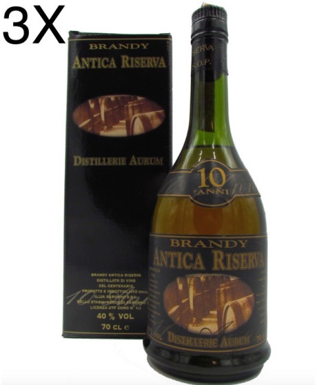 (3 BOTTIGLIE) Distilleria Aurum - Brandy Antica Riserva 10 anni - 70cl