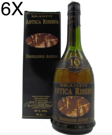 (6 BOTTLES) Distilleria Aurum - Brandy Antica Riserva 10 anni - 70cl