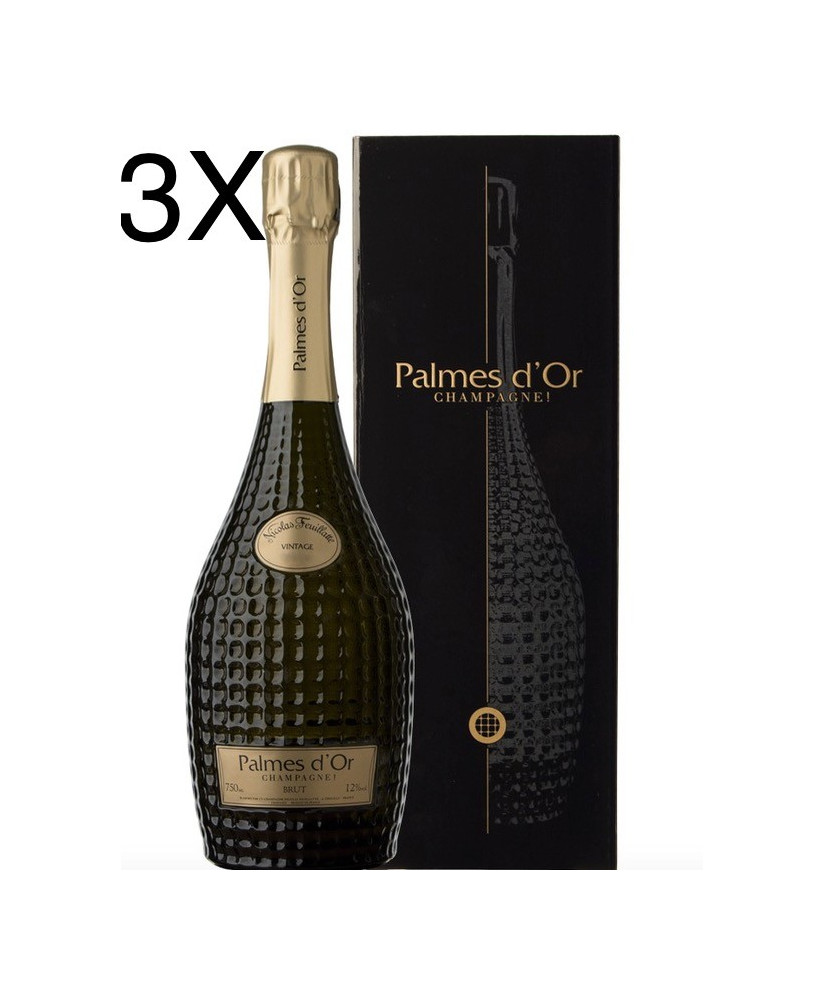 (3 BOTTLES) Nicolas Feuillatte - Palmes d'Or Brut Vintage 2006 - Champagne - 75cl - Gift Box