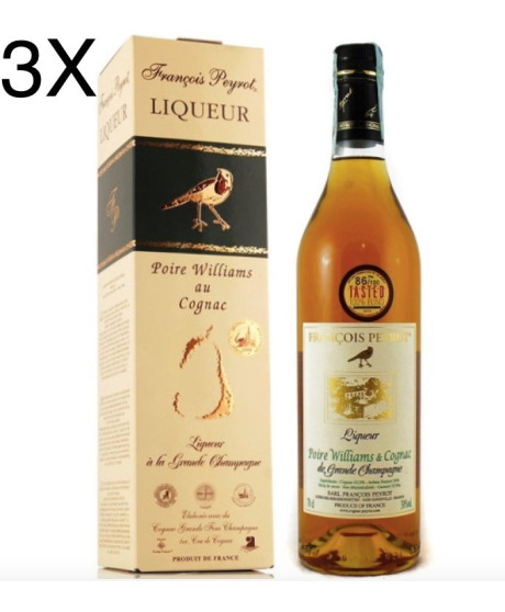 (3 BOTTLES) Francois Peyrot - Cognac alle Pere Williams - Gift Box - 70cl