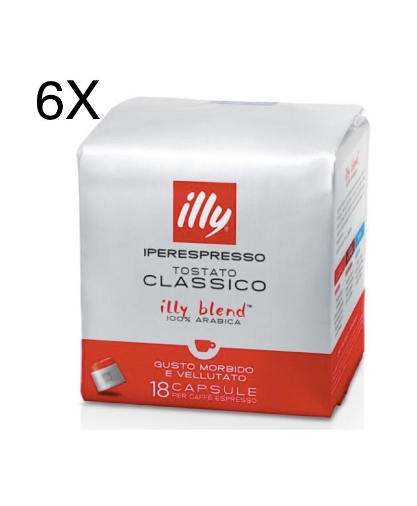 (6 CONFEZIONI) Illy Rosso - 108 Capsule - Tostato Classico