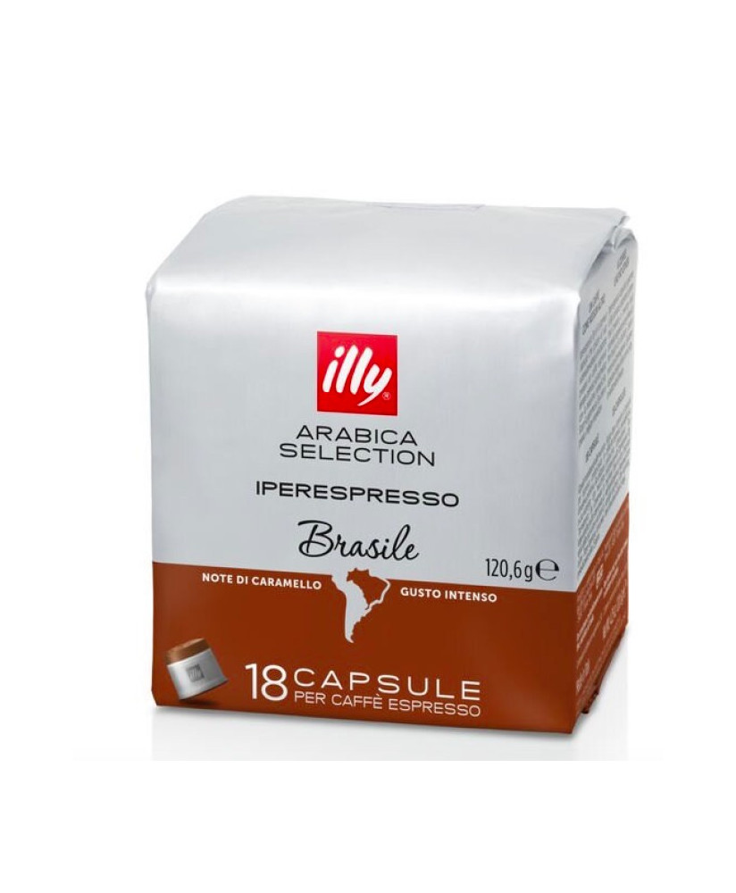 Vendita online capsule Illy Caffe' Monoarabica Brazil per macchina iperespresso. Confezione da 18 caffè espresso Brasil. Shop on