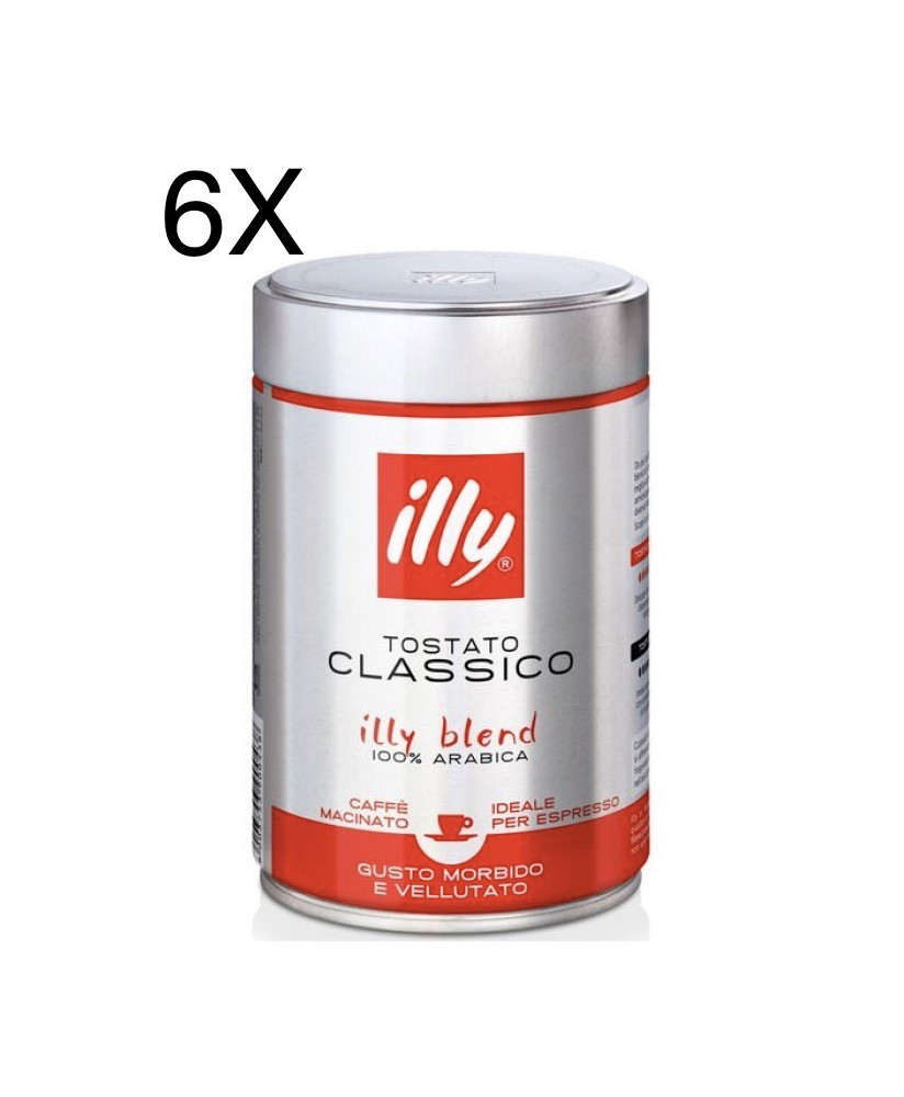 (6 CONFEZIONI X 250g) ILLY - Caffè Macinato Espresso Tostato Classico