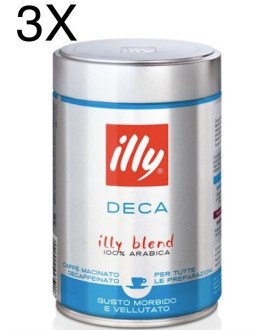 (3 CONFEZIONI X 250g) ILLY - Caffè Macinato Espresso Decaffeinato