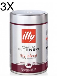 (3 PACKS) ILLY - CAFFE' ESPRESSO - Intense Roast - 250g