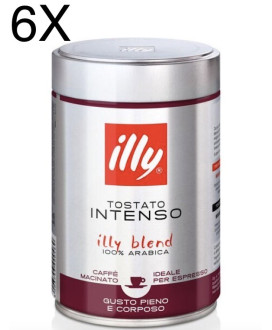 (6 CONFEZIONI X 250g) ILLY - Caffè Macinato Espresso Tostato Intenso