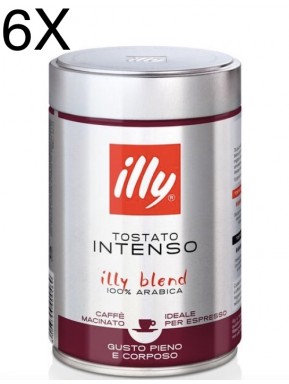 (6 PACKS) ILLY - CAFFE' ESPRESSO - Intense Roast - 250g