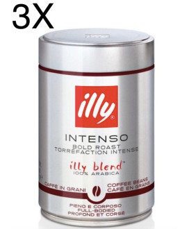 (3 PACKS) ILLY - INTENSE ROASTED COFFEE BEANS - 250g