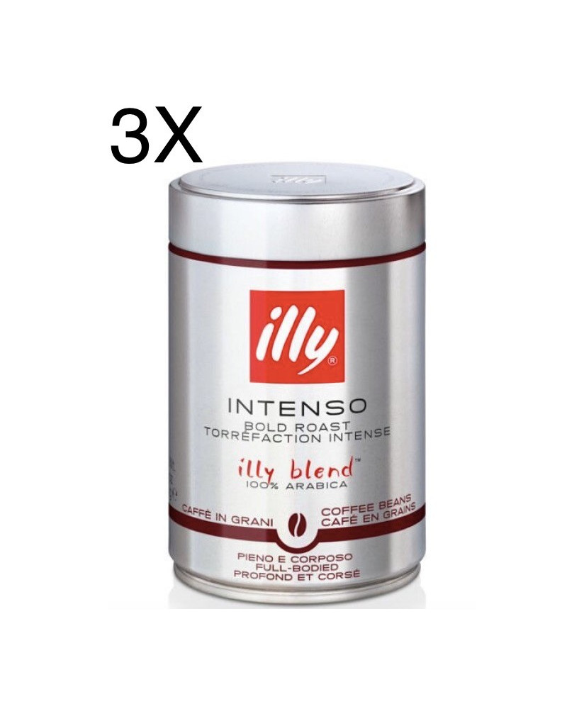 (3 PACKS) ILLY - INTENSE ROASTED COFFEE BEANS - 250g