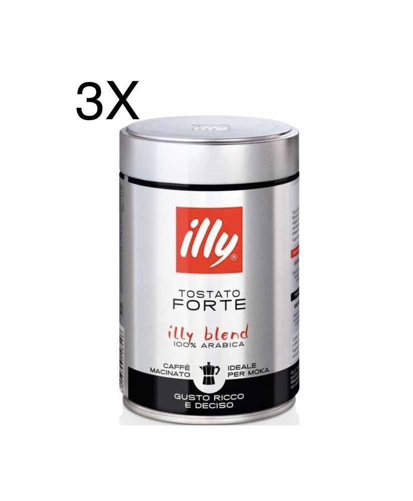 (3 PACKS X 250g) ILLY - COFFEE MOKA DARK - Black Roast - NEW