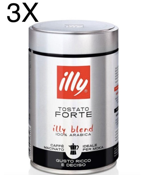 (3 CONFEZIONI X 250g) ILLY - Caffè Macinato Moka Tostato Forte - NOVITA'