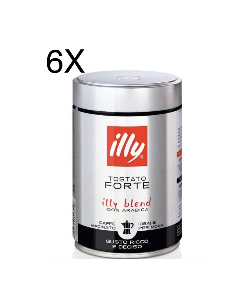 (6 PACKS X 250g) ILLY - COFFEE MOKA DARK - Black Roast - NEW