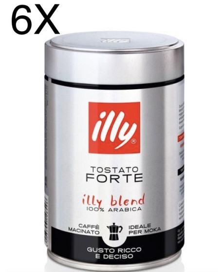 (6 CONFEZIONI X 250g) ILLY - Caffè Macinato Moka Tostato Forte - NOVITA'