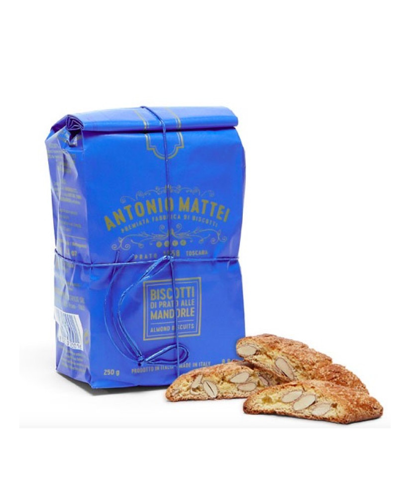 Vendita online Cantuccini classici, del biscottificio Antonio Mattei di Prato con mandorle e pinoli. Shop on line biscootti di P