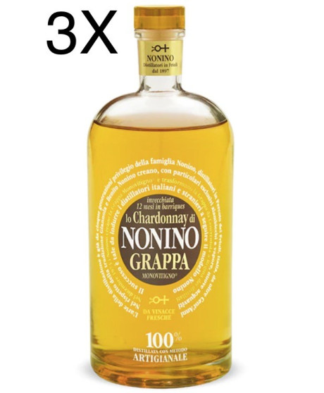 (3 BOTTIGLIE) Nonino - Grappa Chardonnay Barriques - 12 Mesi -  Limited Edition - 70cl