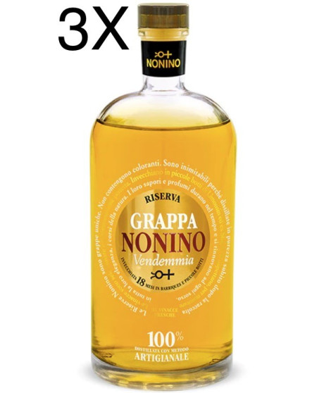 (3 BOTTLES) Nonino - Grappa Vendemmia Barriques - Reserve 18 Months - 70cl