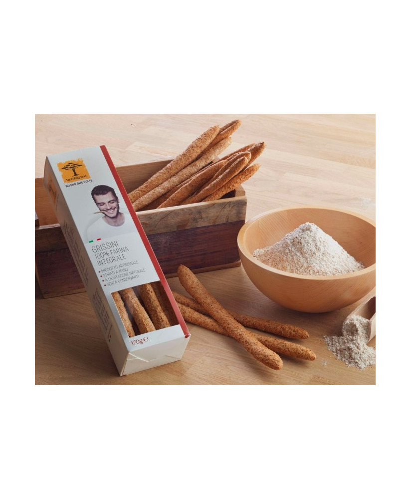 Online sales San Patrignano Breadsticks with Corn and Bran made Italy. Shop and buy online italian breadsticks.