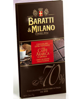 Shop online extra dark chocolate bars Baratti & Milano with coffee. Shop online chocolate bars Piedmont Turin Baratti