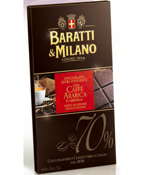 Baratti & Milano - Fondente 70% con Caffè Arabica - 75g