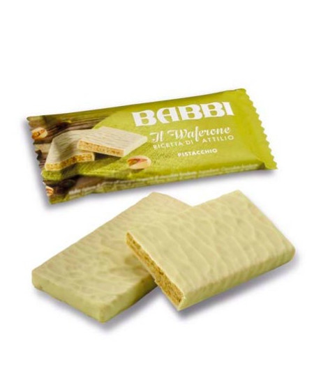 Babbi - il Waferone - Ricetta di Attilio - Wafers con crema al pistacchio ricoperto di cioccolato bianco - 30g