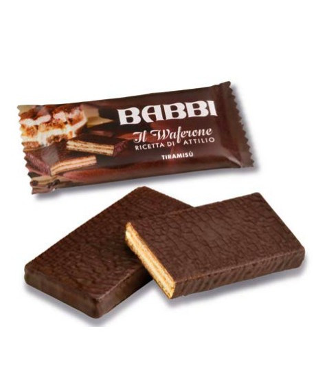 Babbi - il Waferone - Ricetta di Attilio - Wafers con crema al tiramisu' ricoperto di cioccolato fondente - 30g