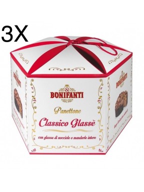 (3 PANETTONI X 1000g) Bonifanti - Panettone Classico Glassato