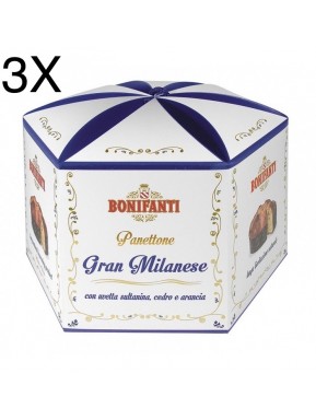 (3 CHRISTMAS CAKES X 1000g) Bonifanti - Festive Cake "Gran Milanese"