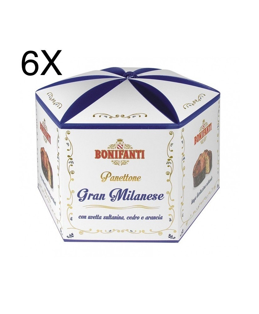 (6 CHRISTMAS CAKES X 1000g) Bonifanti - Festive Cake "Gran Milanese"